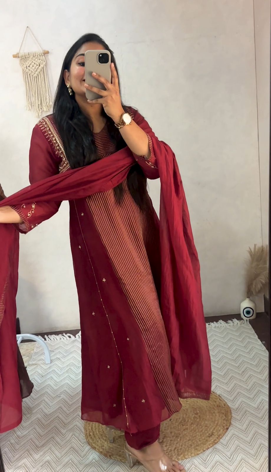 Sitara Handwork Mul Chanderi Suit Set