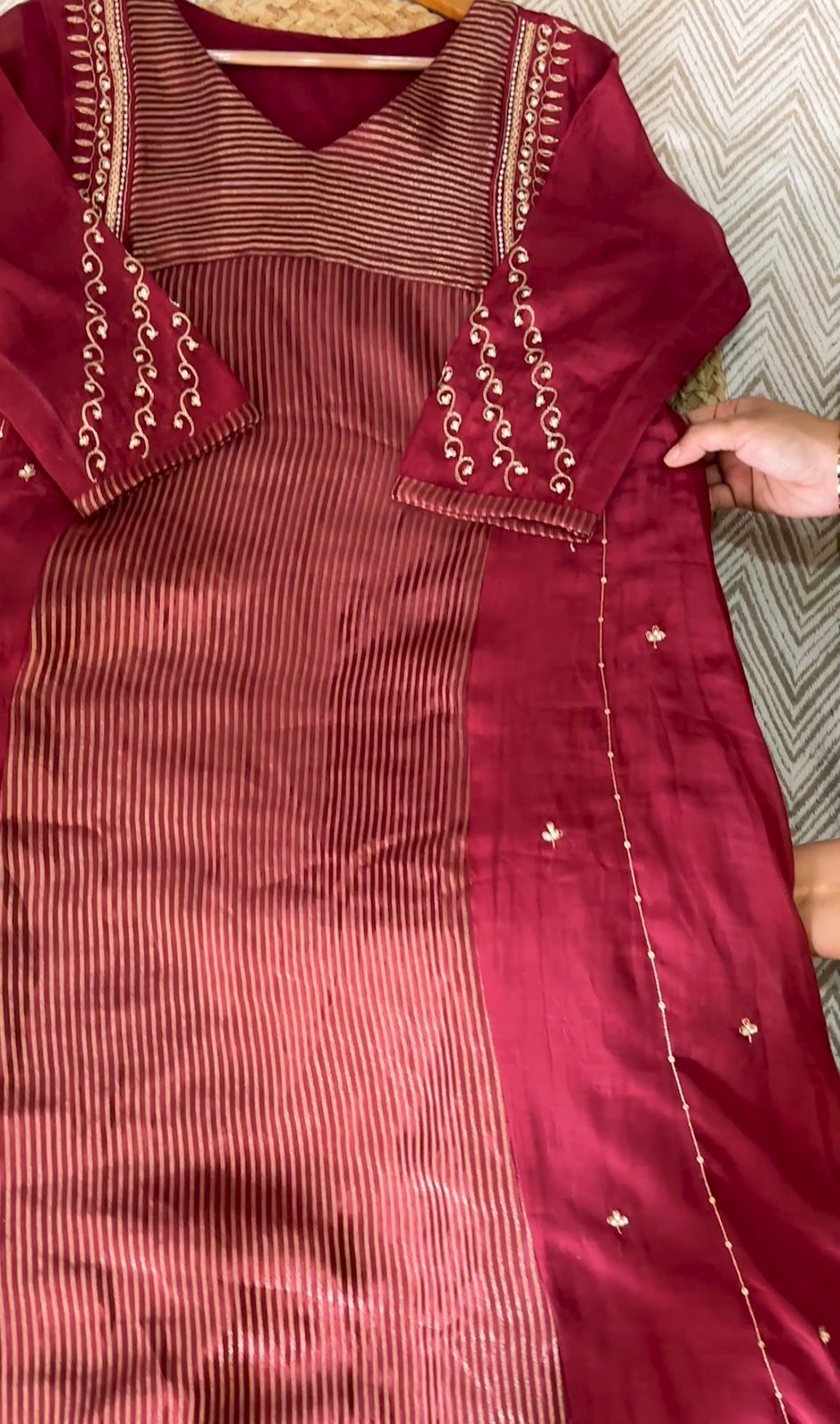 Sitara Handwork Mul Chanderi Suit Set