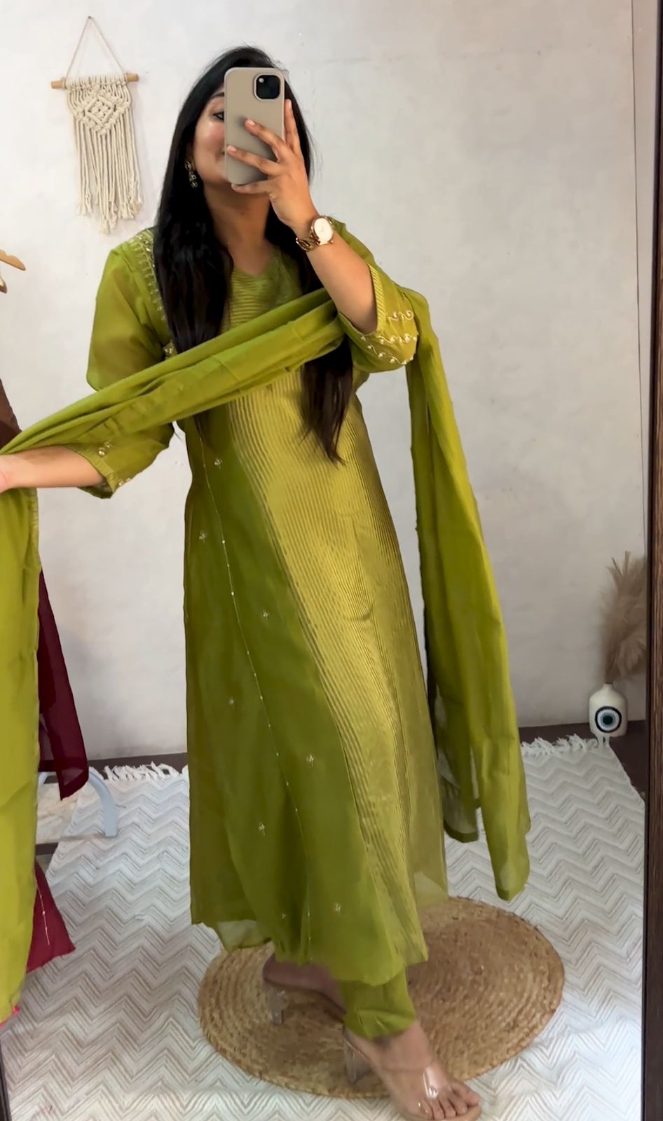 Sitara Handwork Mul Chanderi Suit Set