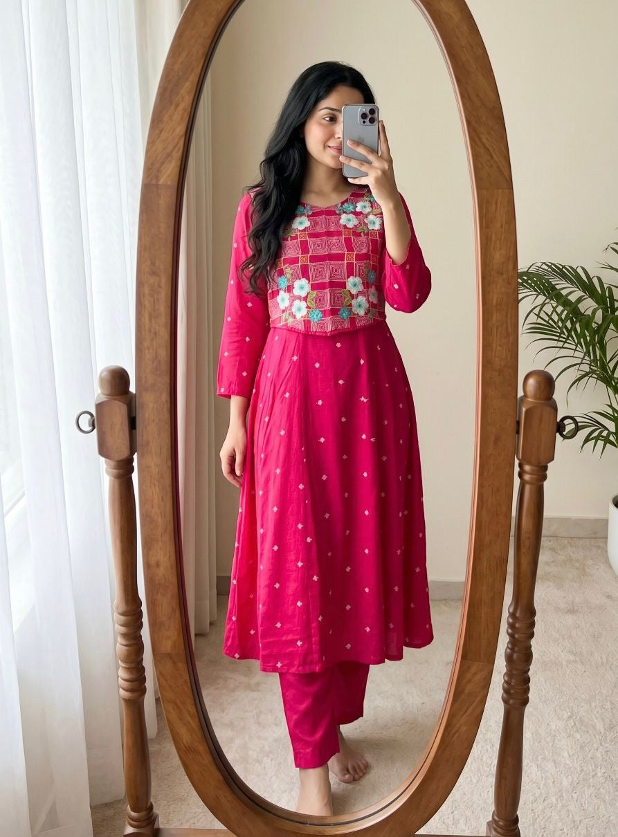 Blossom Mul Chanderi Jacket Set