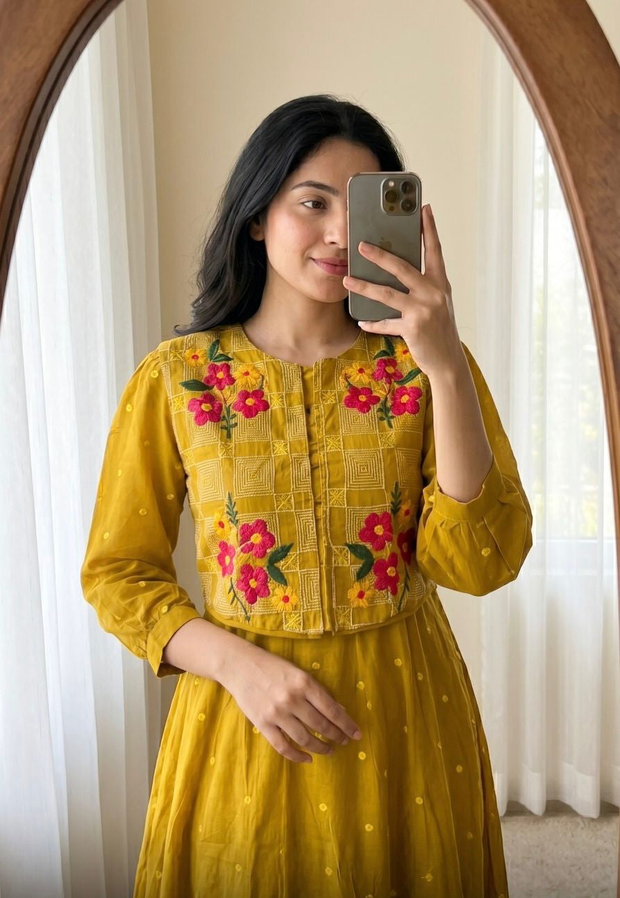 Blossom Mul Chanderi Jacket Set