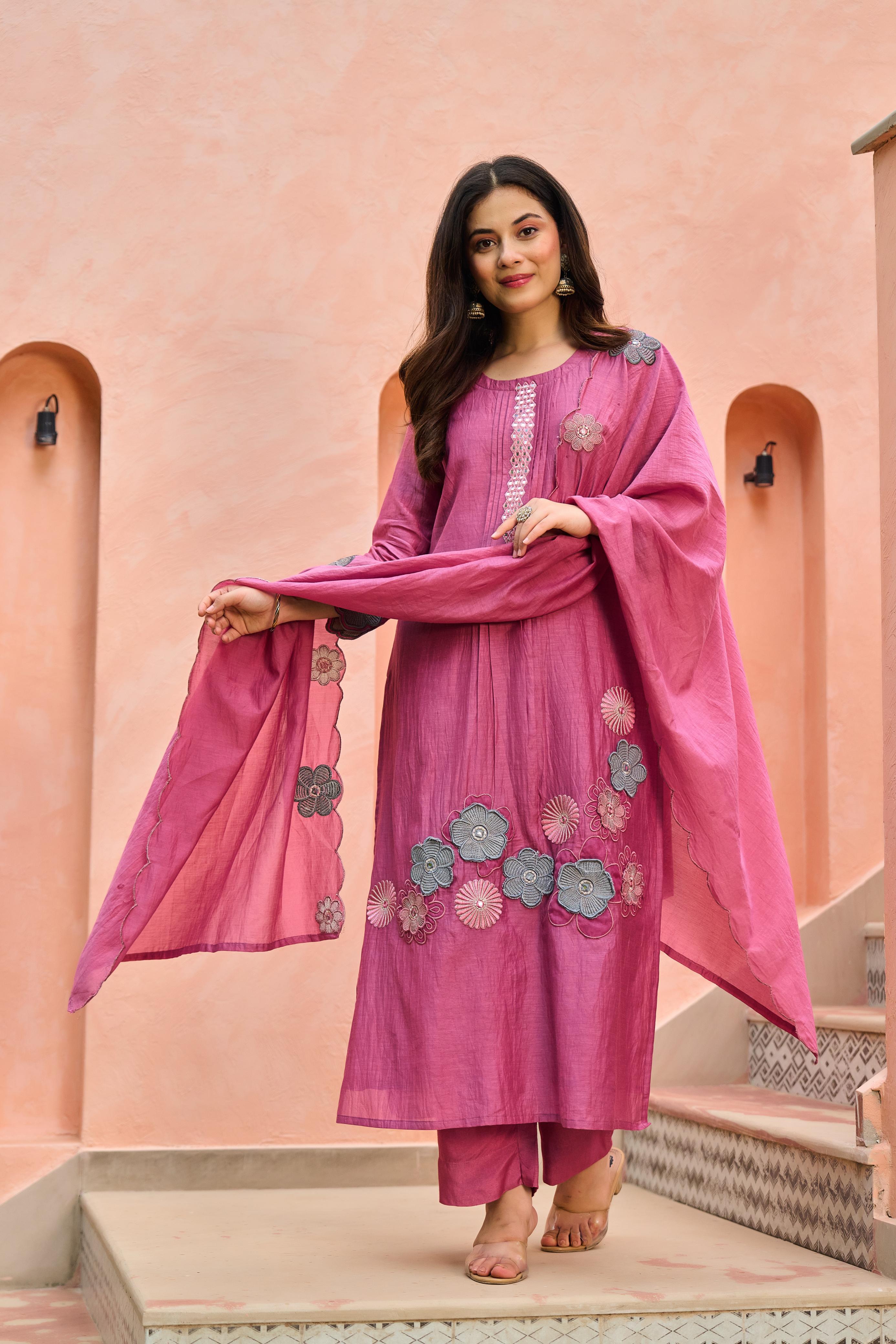 Mul Chanderi 3D design