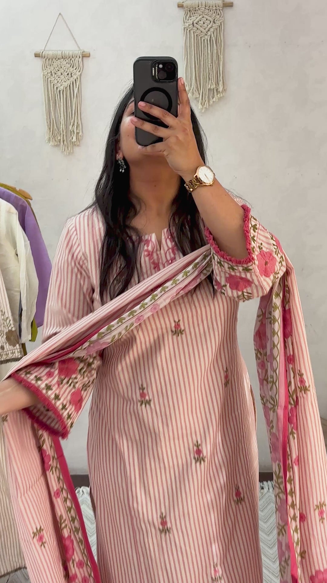 Pure Cotton Thread Work Elegant Suit