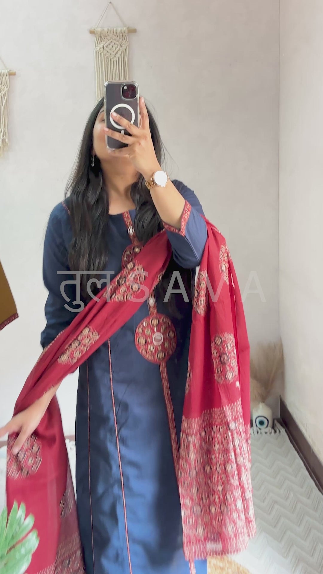 Cotton Appliqué Work A-line  Elegant Suit