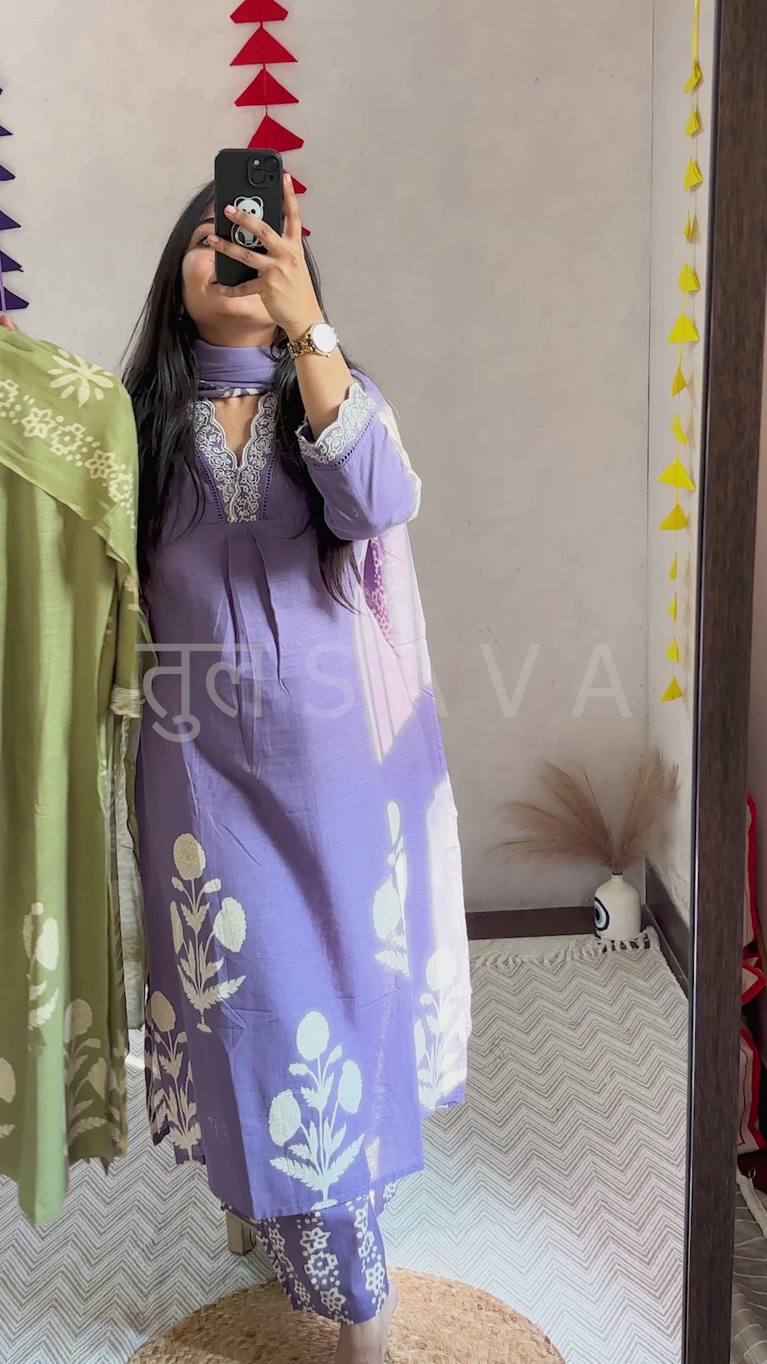 Cotton Elegance Block Printed Palazzo Suit.