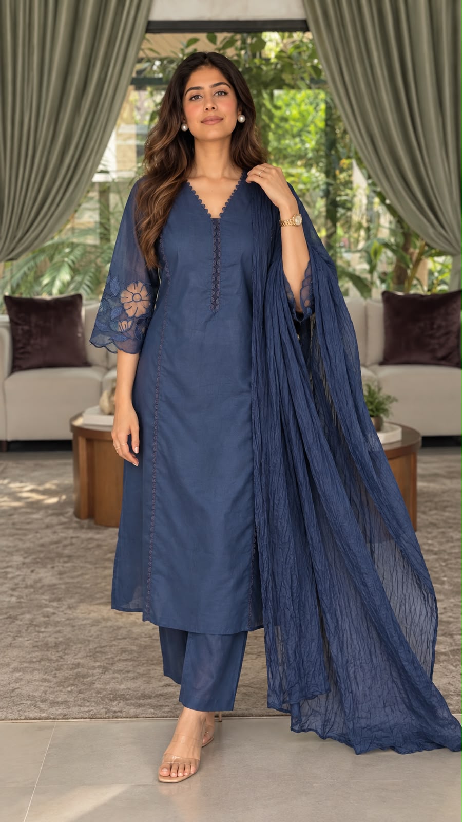 Aaradhya Cotton Suit Sets with Applique Work