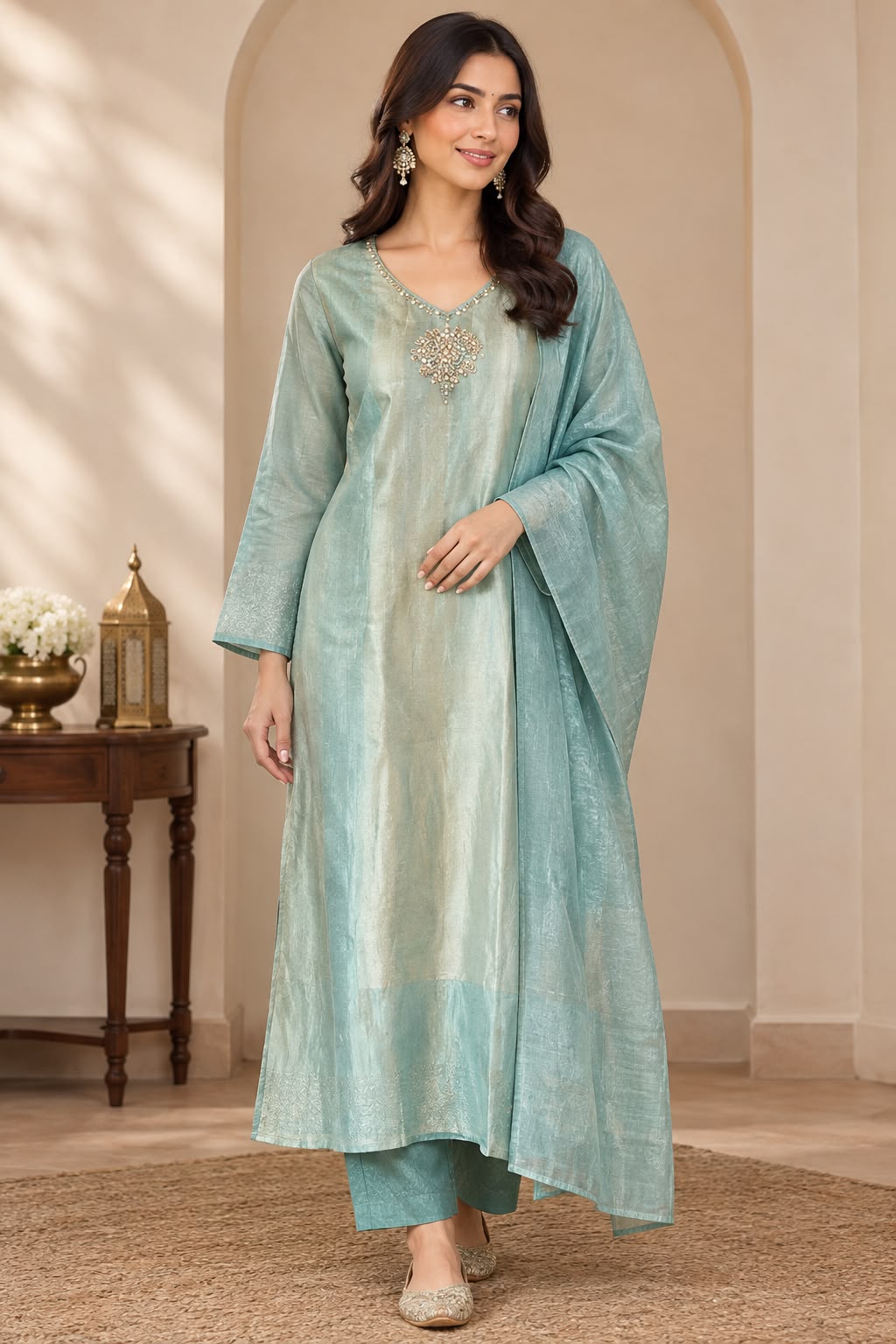 Ruhani Jacquard Tissue Handwork Suit Sets