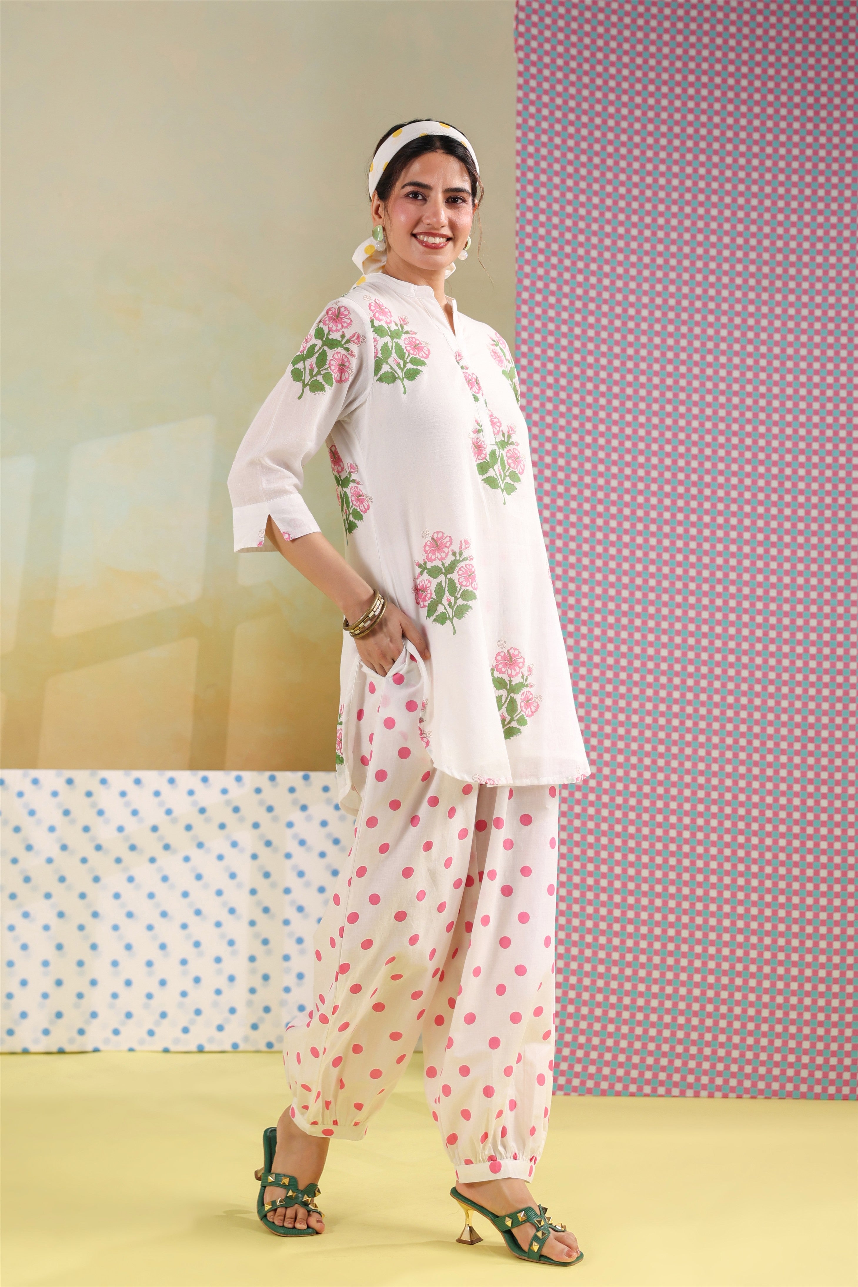 Bloom Polka Farsi Co-ord Set