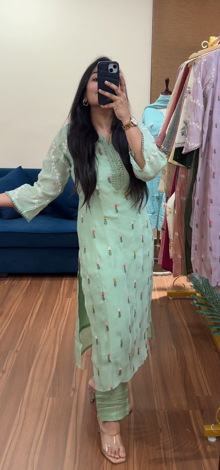 Pastel Petals Mul Chanderi Suit Sets