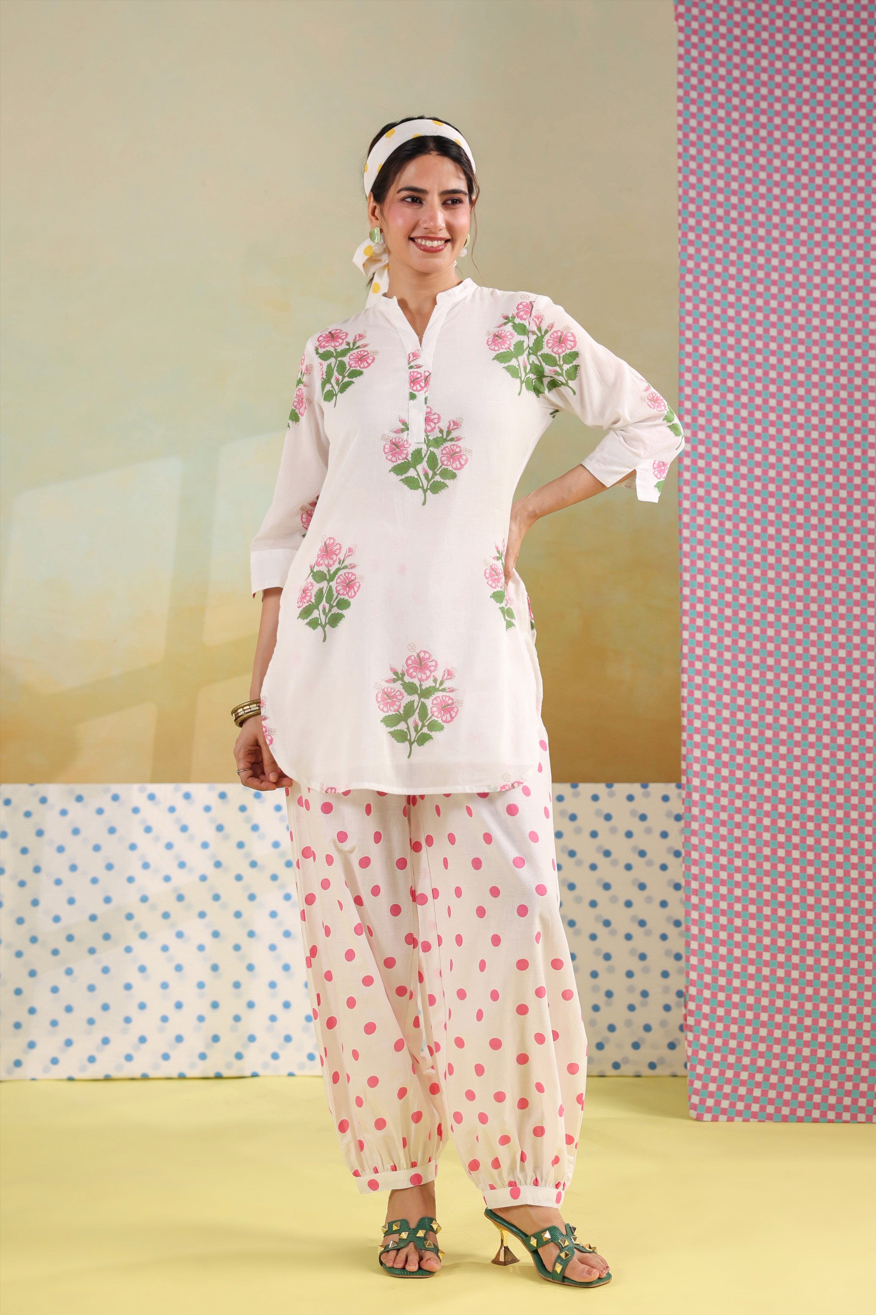 Bloom Polka Farsi Co-ord Set