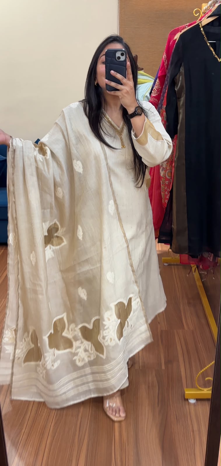 Ivory Tissue Silk Suit Set