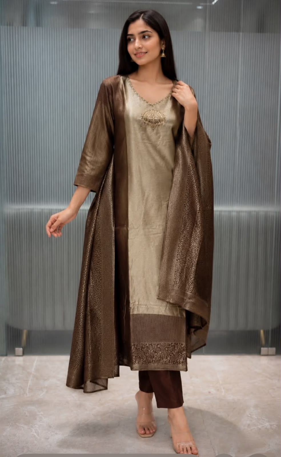 Ruhani Jacquard Tissue Handwork Suit Sets