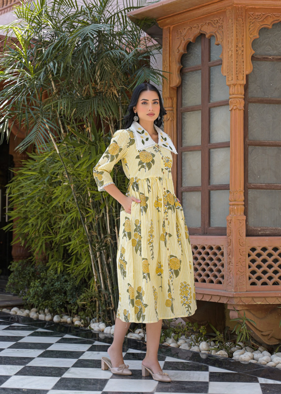 Flora Charm Cotton Midi Dress