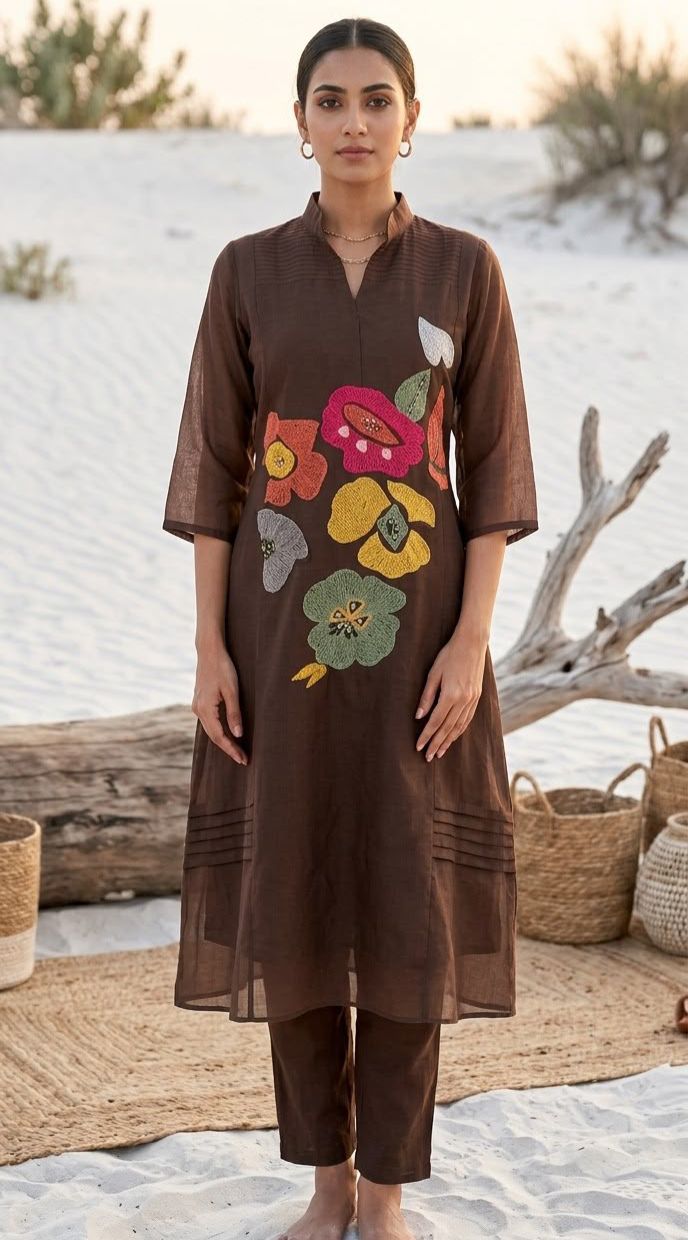 Aabroo Floral Mul Chanderi Co-ord Sets