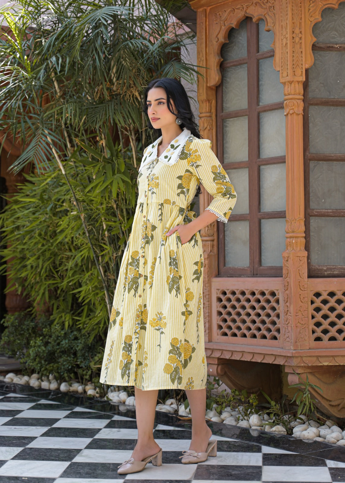 Flora Charm Cotton Midi Dress