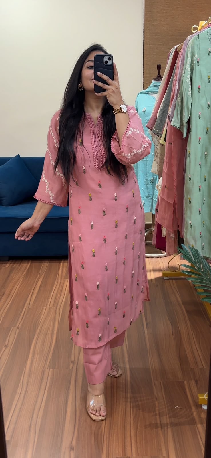 Pastel Petals Mul Chanderi Suit Sets