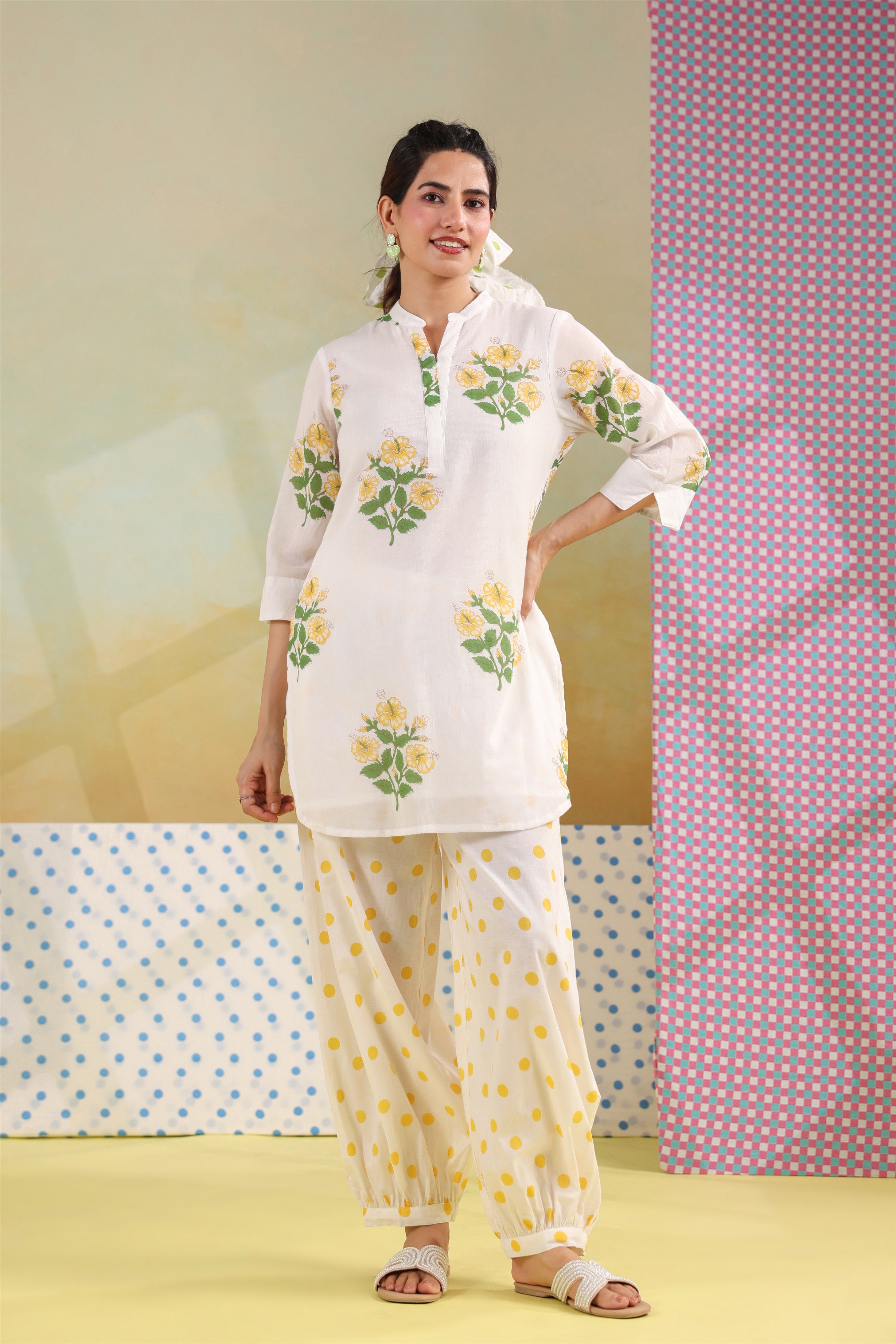 Bloom Polka Farsi Co-ord Set