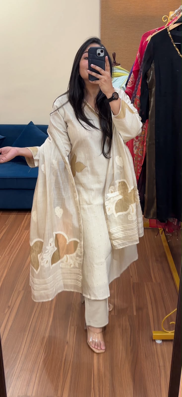 Ivory Tissue Silk Suit Set