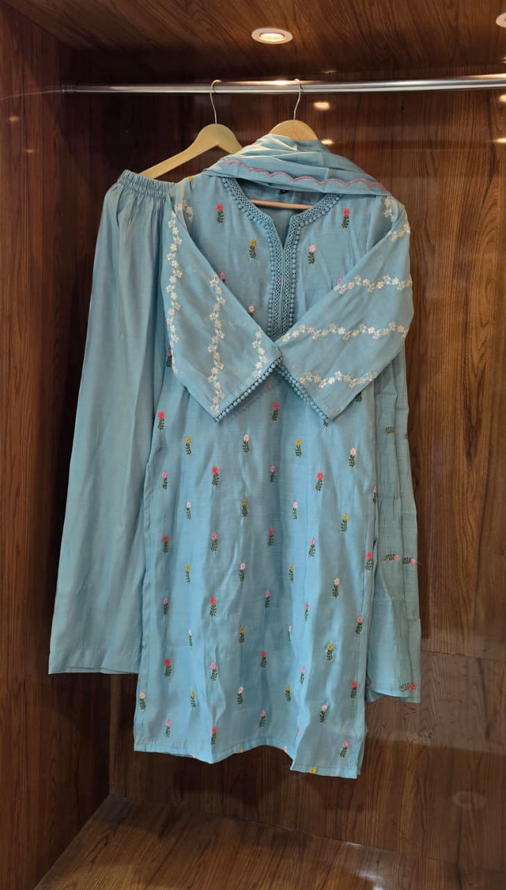 Pastel Petals Mul Chanderi Suit Sets