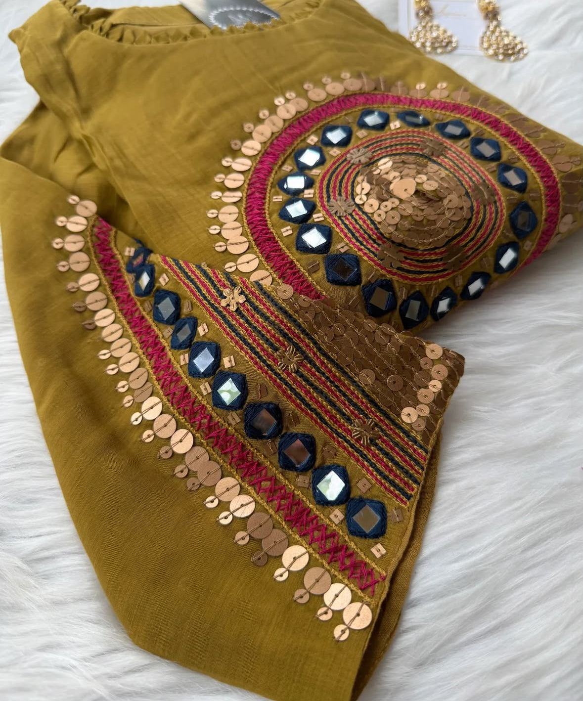 Gulzar Mirror-work Mul Chanderi Suit Sets