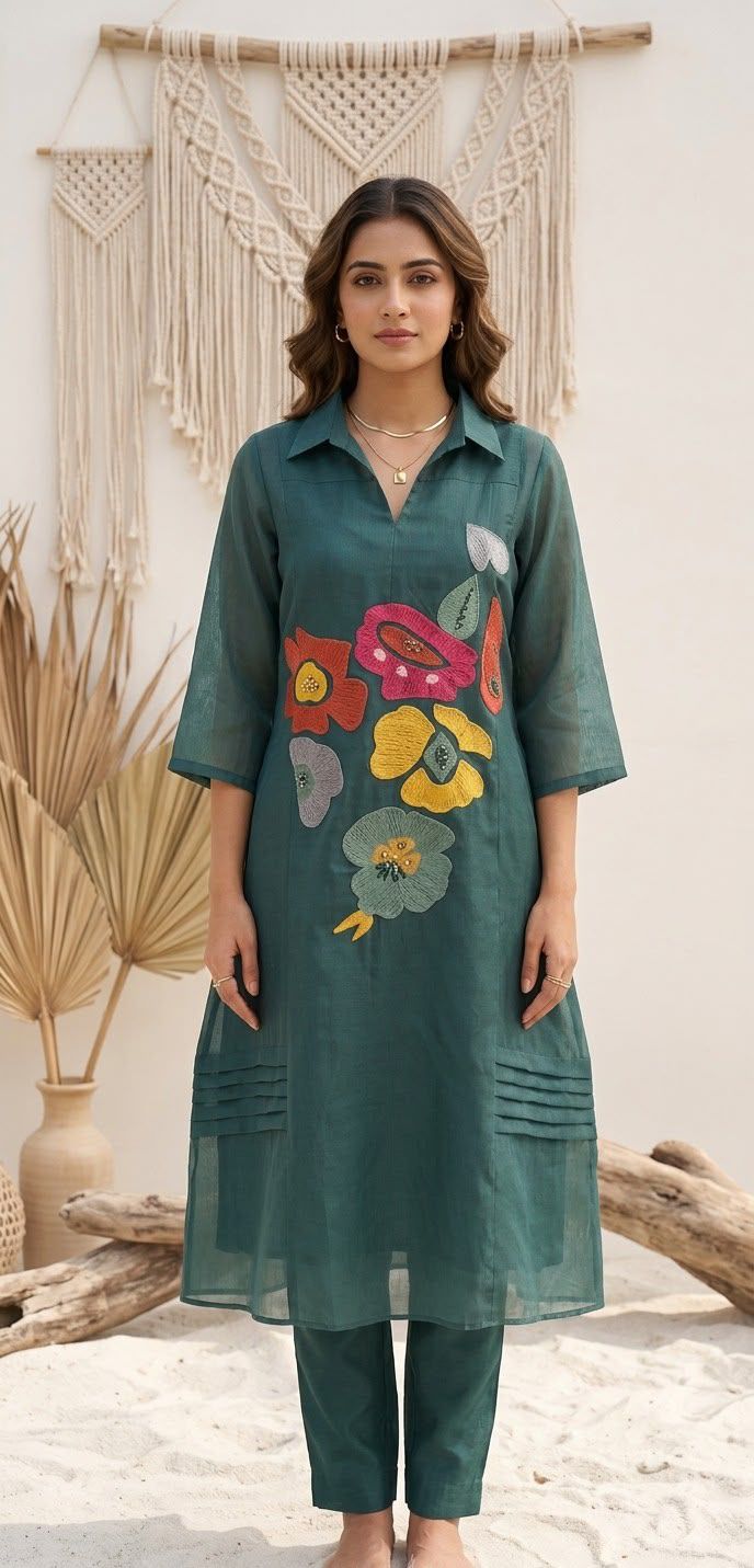 Aabroo Floral Mul Chanderi Co-ord Sets