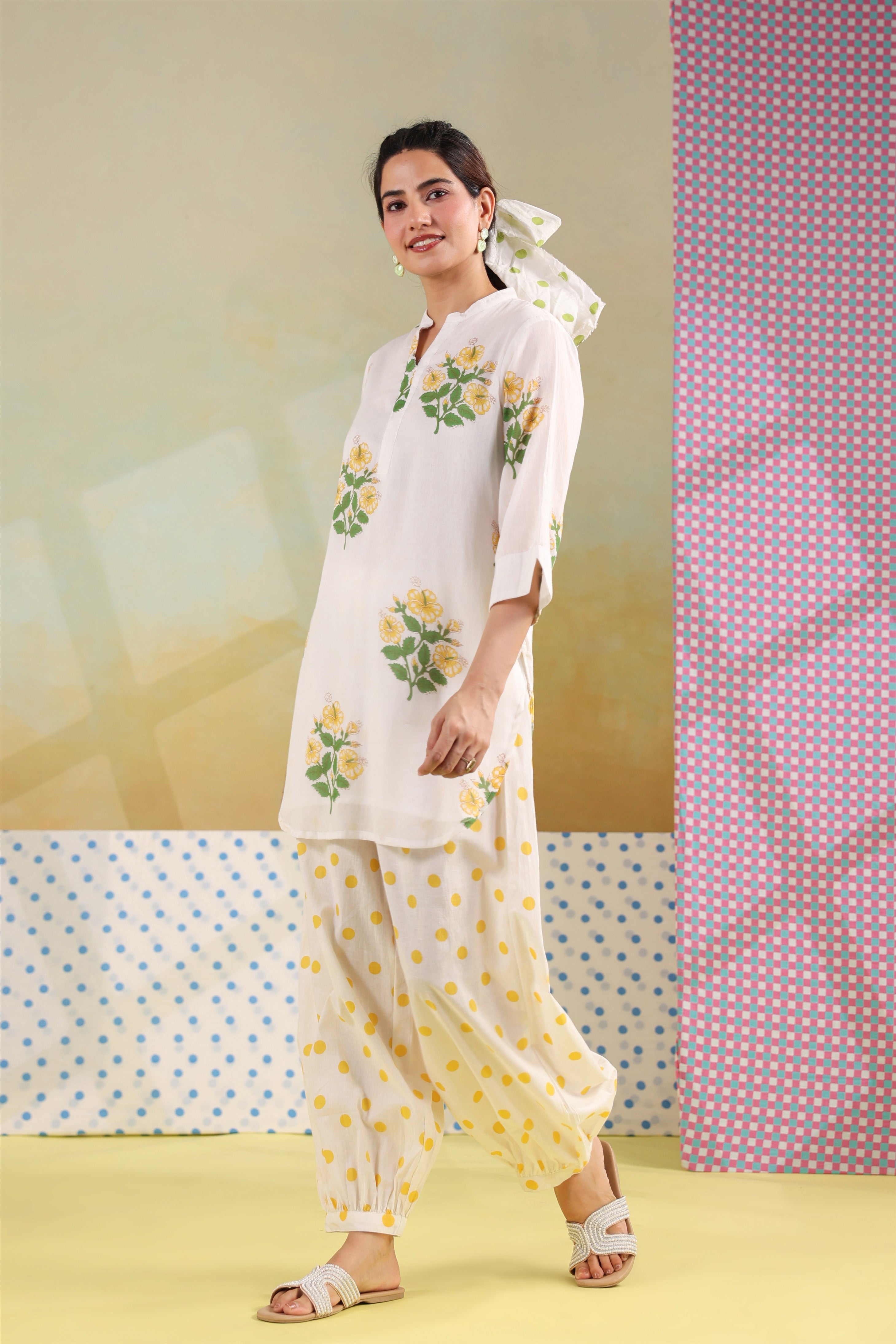 Bloom Polka Farsi Co-ord Set