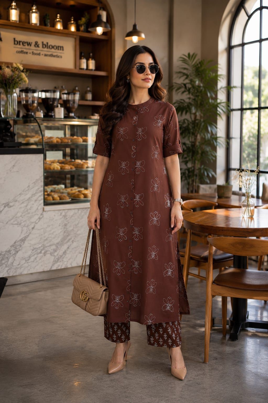 Cocoa Petals Cotton Kurta Set