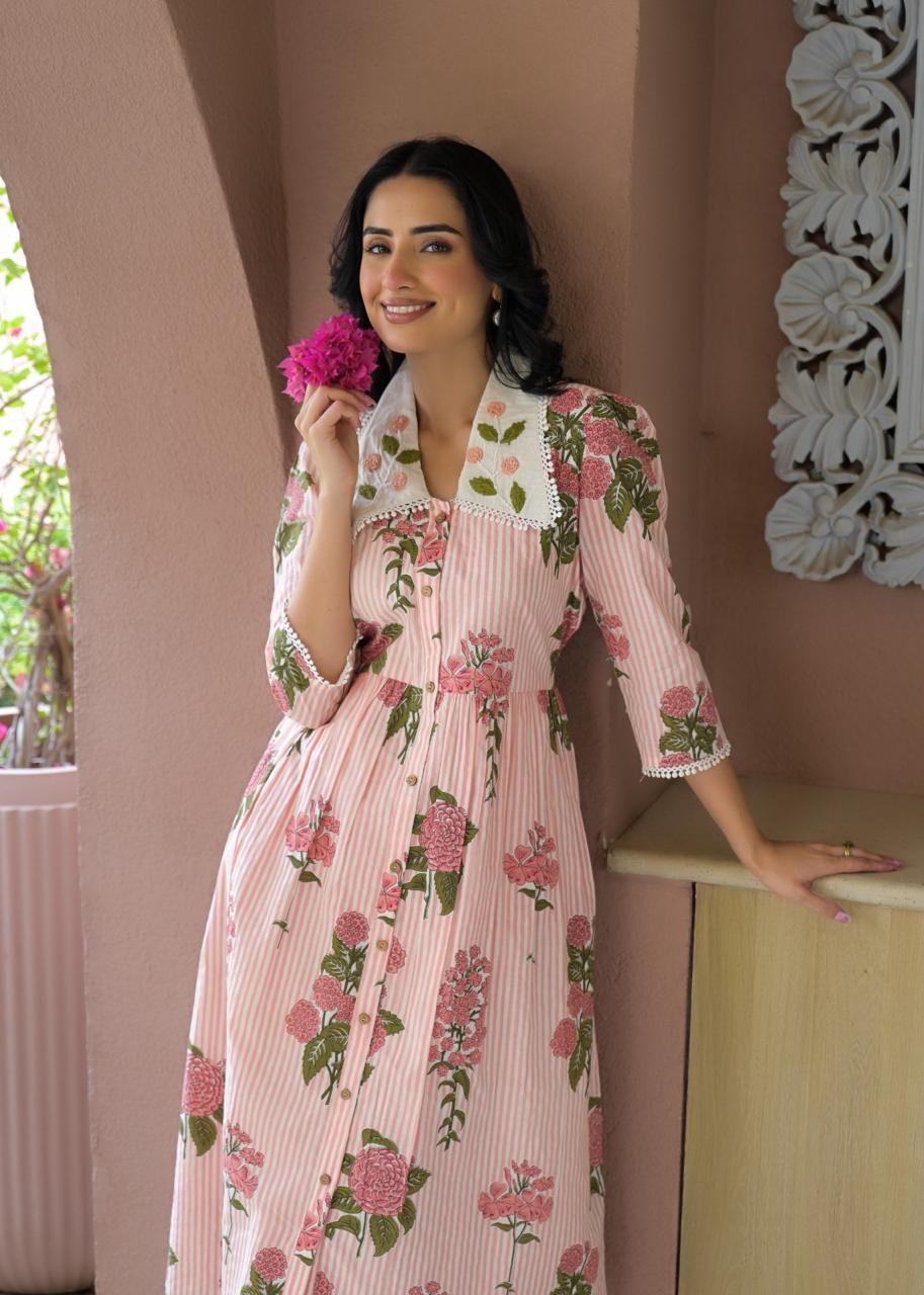 Flora Charm Cotton Midi Dress