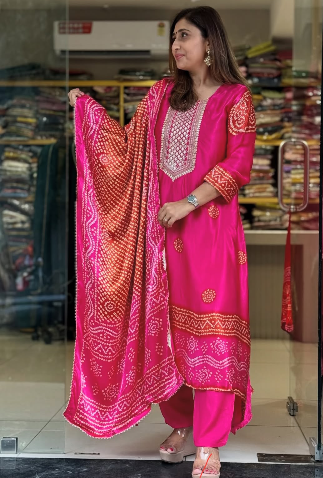 Royal Gajji Silk Bandhani Suit Sets