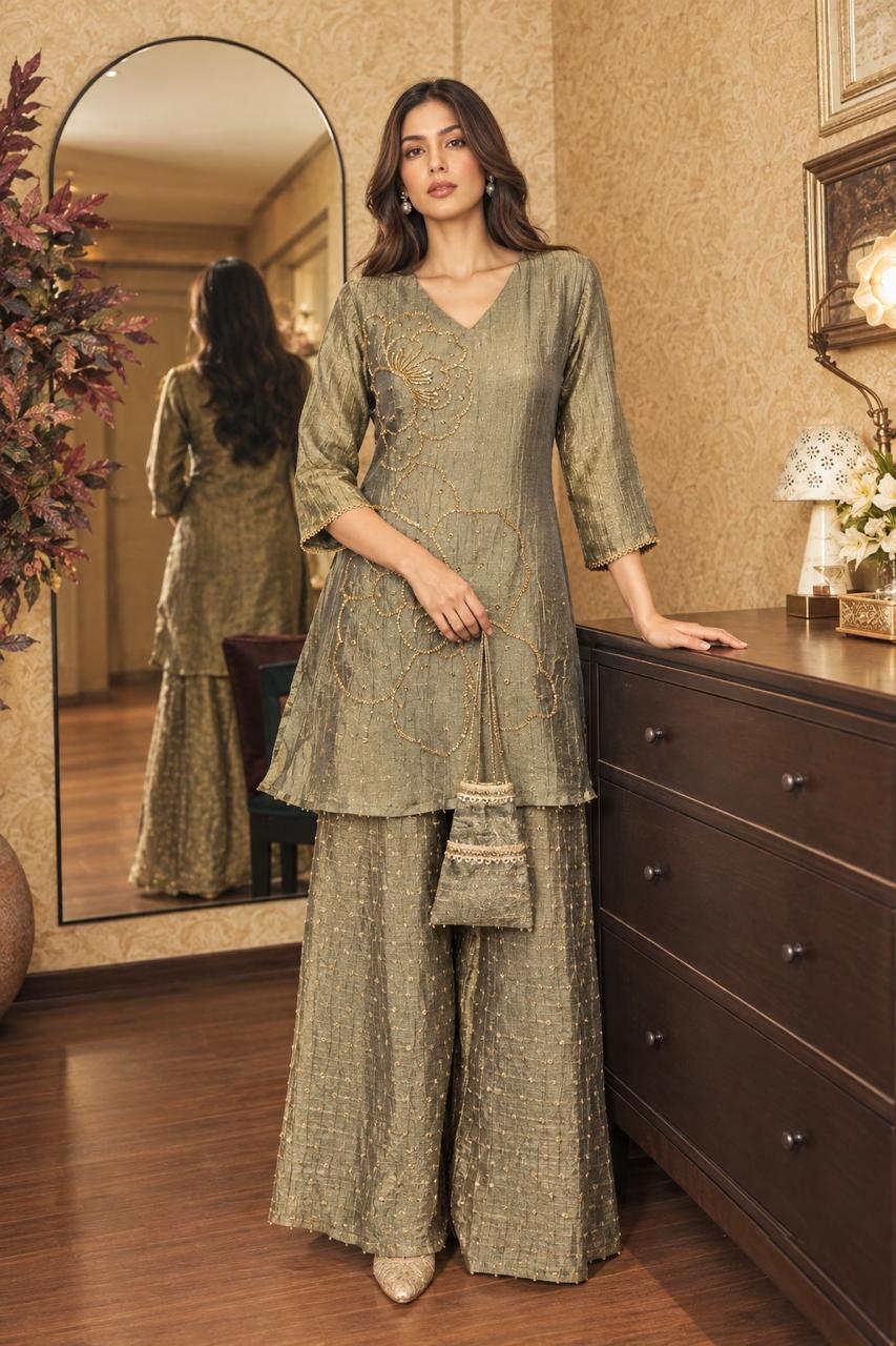 Aayat Tissue Sharara Set