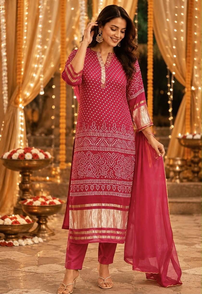 Nazaro Bandhani Gajji Silk Suit Sets
