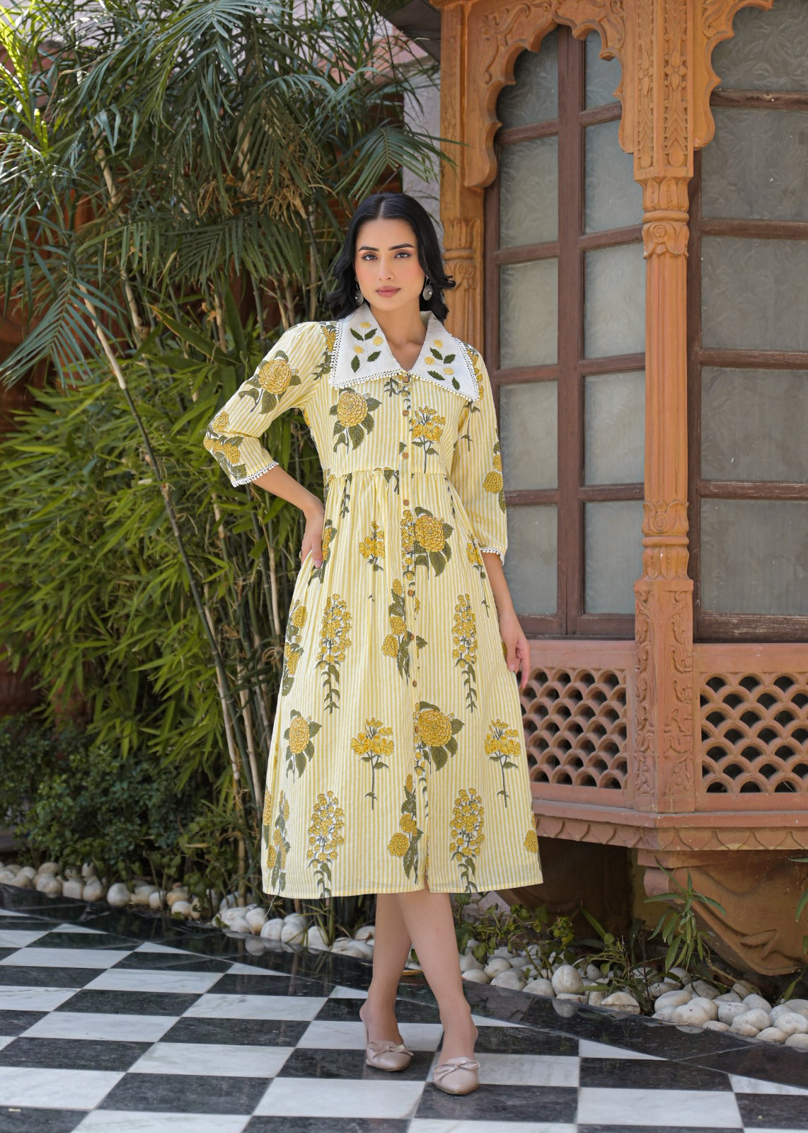 Flora Charm Cotton Midi Dress