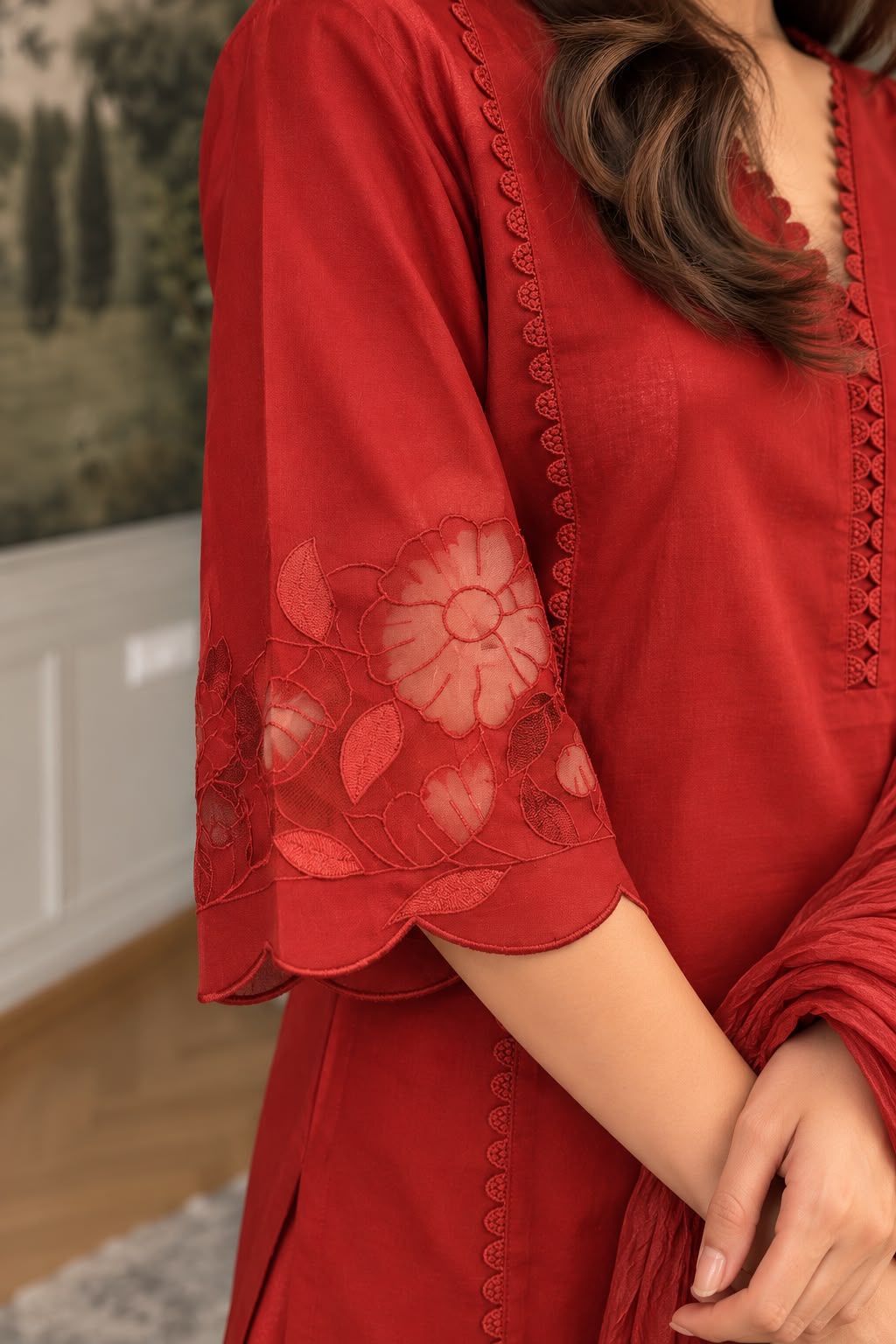 Aaradhya Cotton Suit Sets with Applique Work