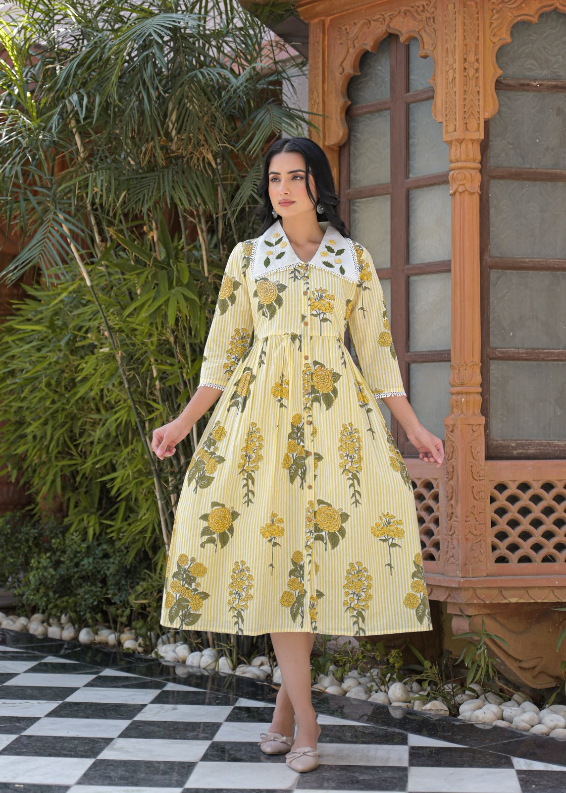 Flora Charm Cotton Midi Dress