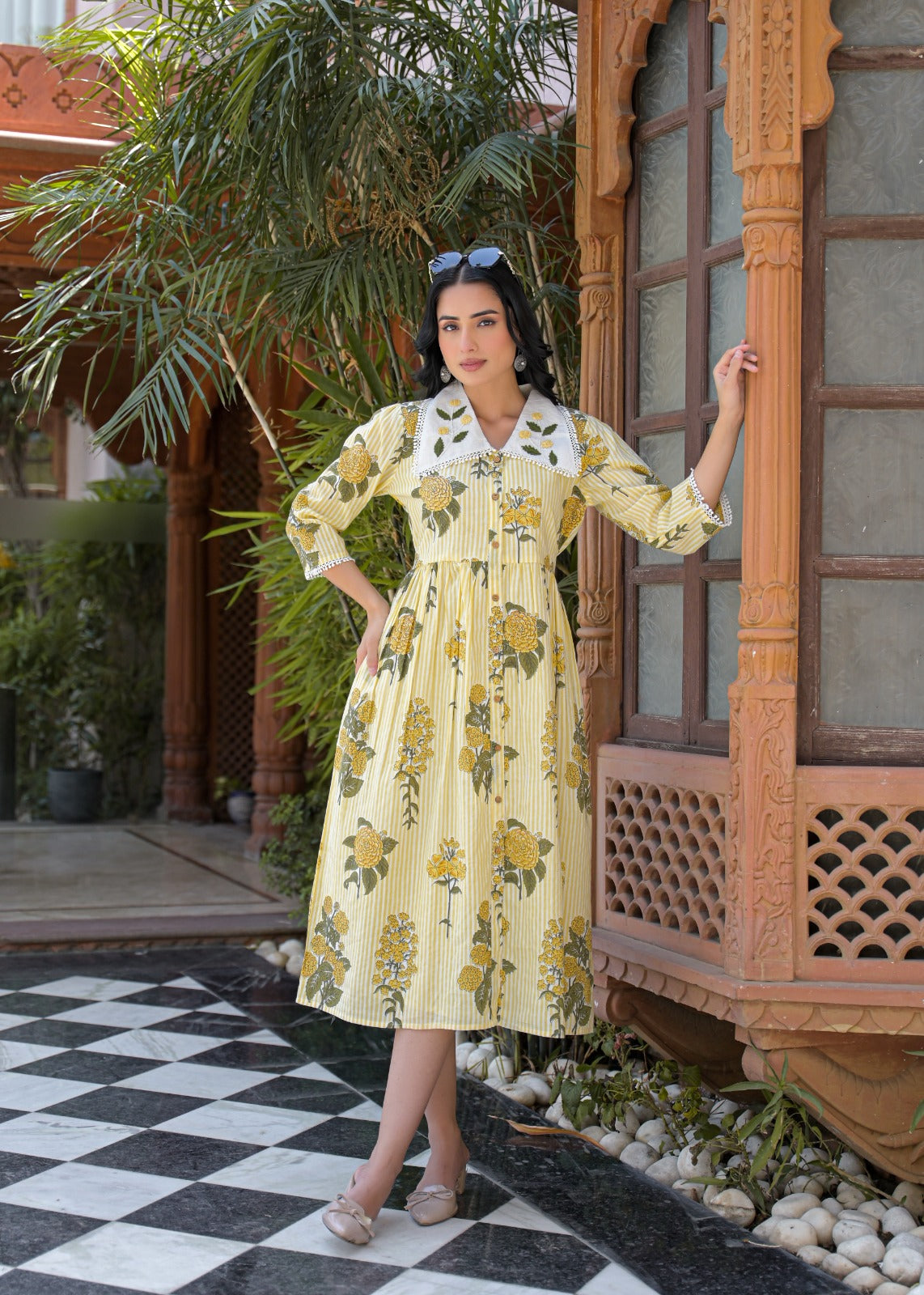 Flora Charm Cotton Midi Dress