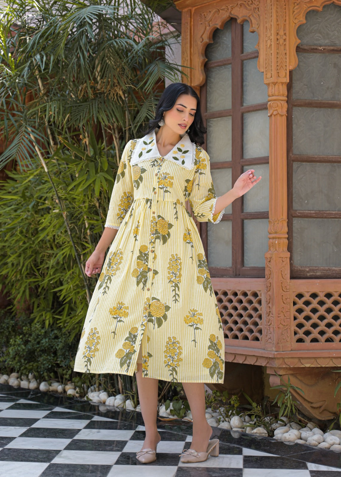 Flora Charm Cotton Midi Dress