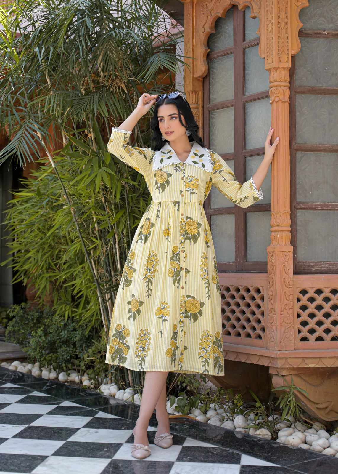 Flora Charm Cotton Midi Dress