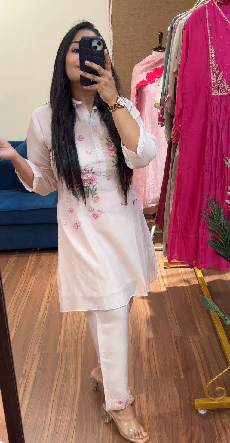 Pearl Blossom Mul Chanderi Co-ord Set
